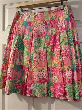 Lilly Pulitzer Pink Multicolor Patchwork Pleated Midi Skirt